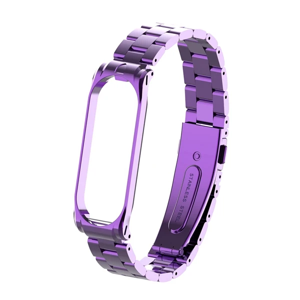 Metal strap for Xiaomi band 4 Smart bracelet Sport Stainless steel wrist strap For Mi band 4 Replacement Accessories Women Men - Цвет: Purple metal strap