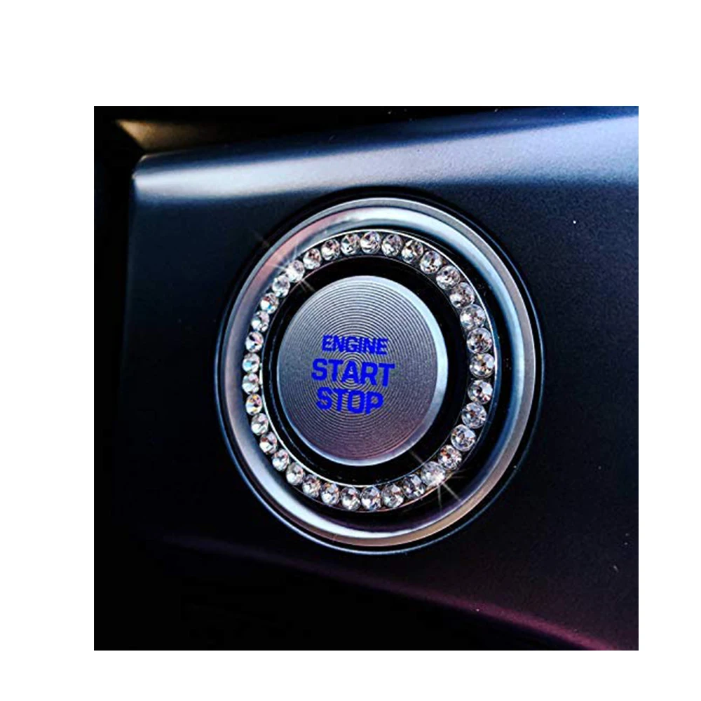 

40mm/1.57" Auto Car Bling Decorative Accessories Automobiles Start Switch Button Decorative Diamond Rhinestone Ring Circle Trim