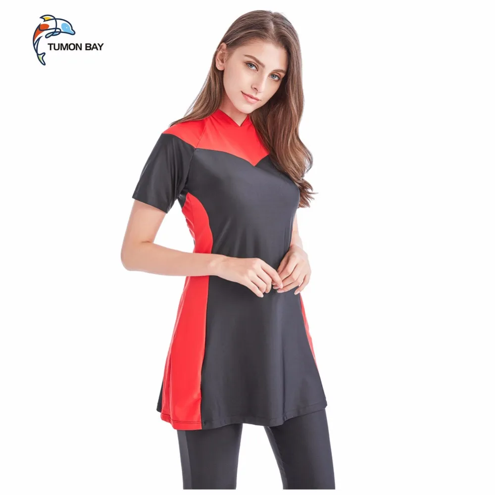 

new 2018 new summer stitching style of the Muslim swimsuit short-sleeved islamic swimsuit islamic clothing