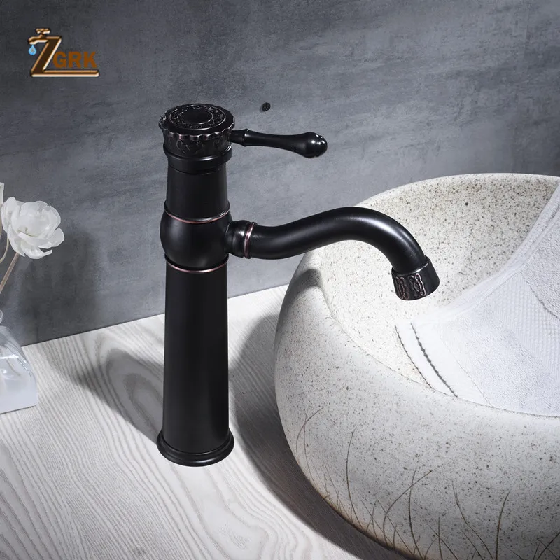

ZGRK Basin Faucets Brass Oil Rubbed Bronze European Bathroom Sink Faucet Countertop Deck Hot Cold Mxier Water Taps SLT141