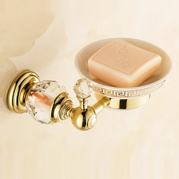 

Soap Dishes Euro style Crystal Brass Soap Holder Ceramics Soap Dish For Bathroom Home Decoration Bathroom Accessories HK-31