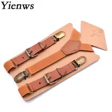 Yienws Bretele/Детские винтажные коричневые подтяжки на подтяжках для мальчиков; брюки с 3 кнопками; подтяжки на подтяжках 75 см; YiA016