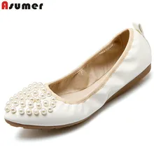 ASUMER/ весна осень Горячая Распродажа; Новое поступление; женская обувь на плоской подошве; Туфли простые удобные туфли с прямым валиковым швом; женский однотонный обувь