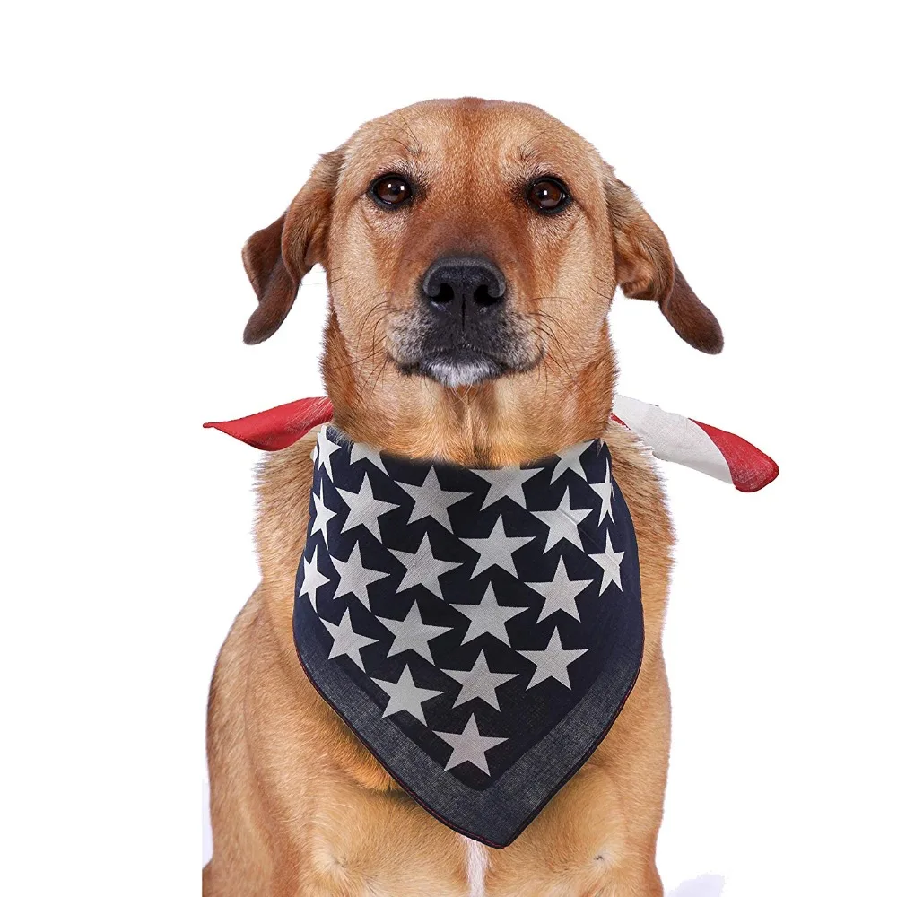 

American Flag Pet Dog Bandana Washable Dog Scarf Square Neck Head Scarf for Dogs and Cats