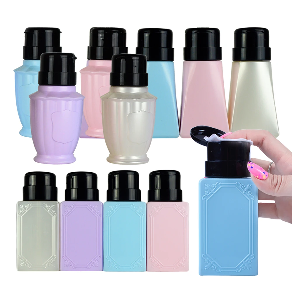 

1PC 200ml Empty Pump Alcohol Press Lotion Nail Polish Remover Cleaner Bottle Dispenser Make Up Refillable Container Tools LA178