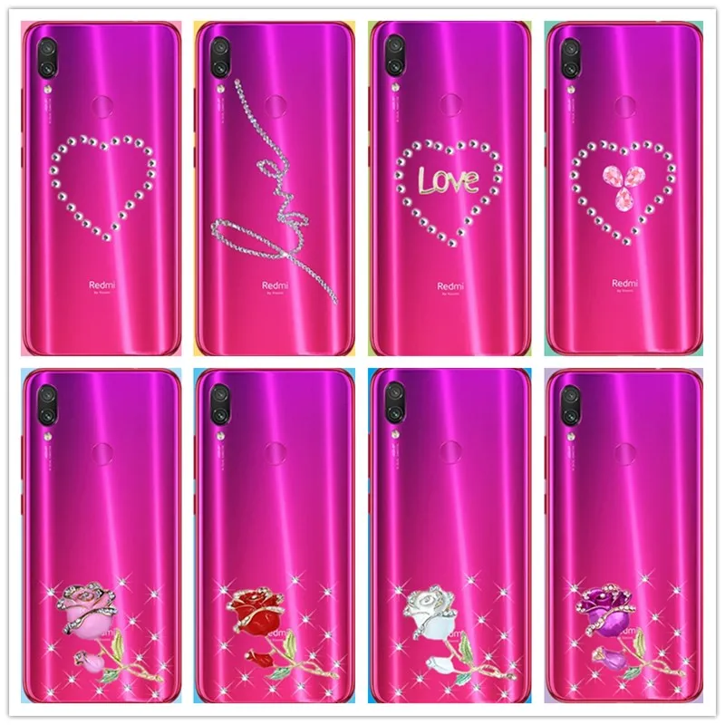 

For Xiaomi Redmi note 7 6.3" phone Case 3D Bling Love Rose Diamond Rhinestone Case For Redmi note 6 pro 5A 5 Redmi S2 6A Cover