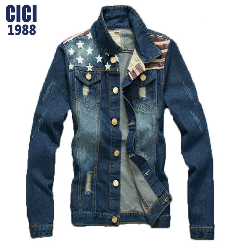 2016 New design Men Denim Jacket Fashion Blue Jean Jacket