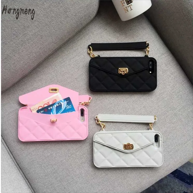 

New Luxury brand Wallet Card Pouch Portable Handbag soft silicon Phone Case For Iphone XS MAX XR XS 6 6s plus 7 8 plus X Cover