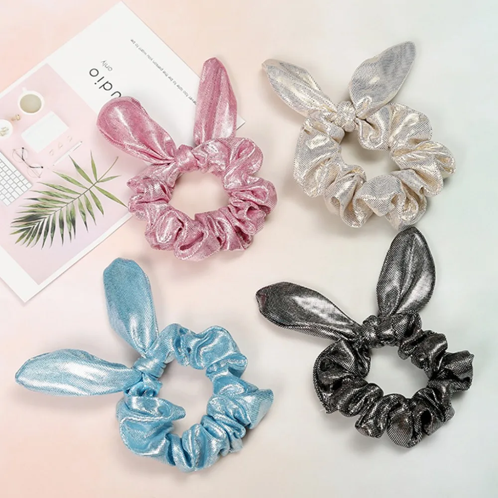 Women Girls Lovely Rabbit Ears Scrunchies Elastic Ponytail Holder