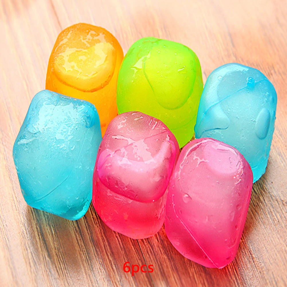 

6pcs Party Tool Physical Reusable Ice Cube Summer Drinking Gifts Multicolour Fruit And Square Shaped Cooling Tools Eco-friendly