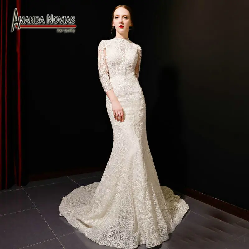 

Sexy Backless Long Sleeve Wedding Dress Mermaid 2019 New