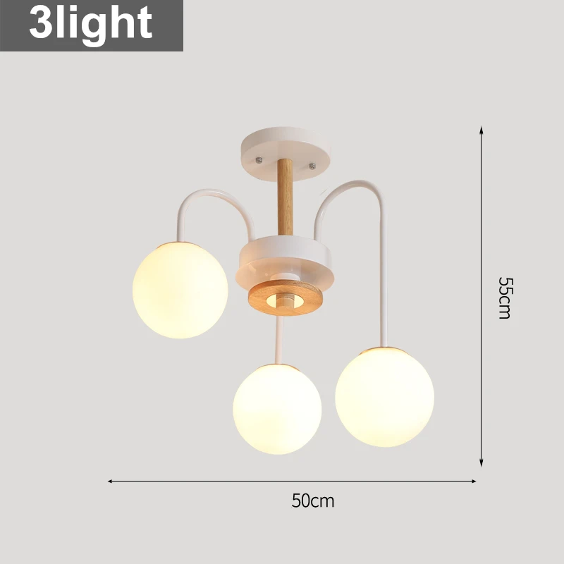TRAZOS светодиодный потолочный светильник для гостиной, детской комнаты, кухни, современный белый стеклянный шар, деревянные потолочные светильники, светильник plafonnier - Цвет корпуса: 3light