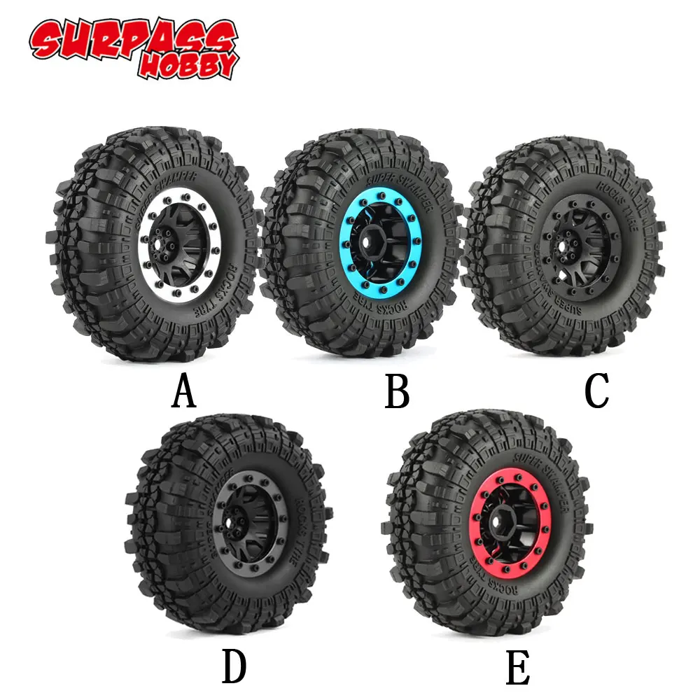 

4pcs 4020 110mm 1.9in Rubber Tire with Alloy Beadlock Wheel Rim for AXIAL SCX10 90046 RC4WD D90 1/10 RC Rock Crawler Car