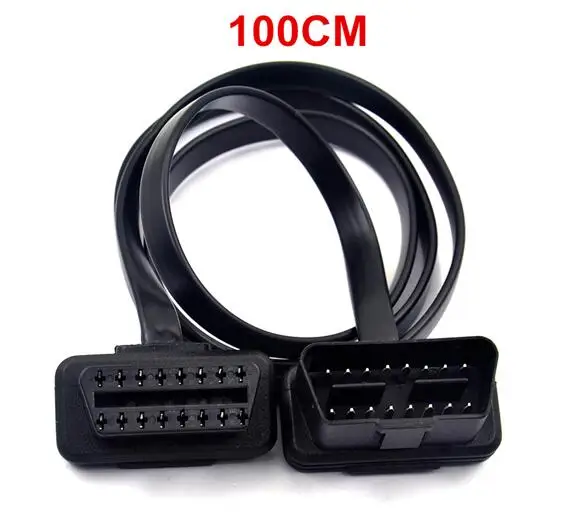 100CM 60/100 см 16Pin OBDII OBD 2 OBD2 Кабельный разъем диагностический инструмент ELM327 адаптер плоский тонкий как лапша мужского и женского пола удлинитель - Цвет: 100CM