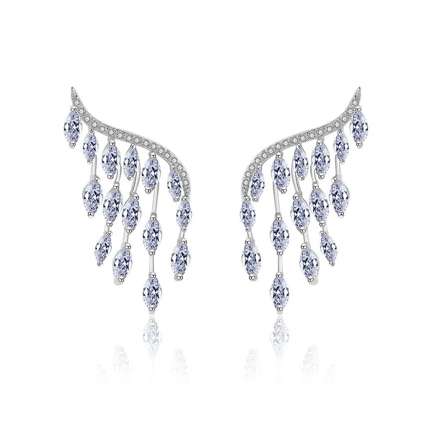 

Hot Sale Fashion Personality Creative Zircon Wings Bride Wedding Earrings Accessories Luxury Party Lady Earring Jewelry
