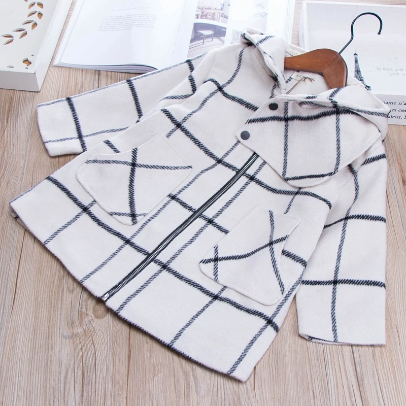

Kids Girl Hooded Wool Coat With Hood Toddler Teenager Fall Winter Outerwear Coat Wholesale Bulk Lots Clothes For Children Jacket
