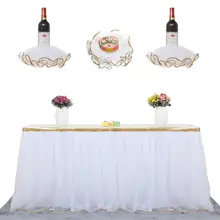 Пышная юбка-пачка из тюля с золотыми пайетками для стола, украшенная красным и винным тортом, для дня рождения, свадебной вечеринки