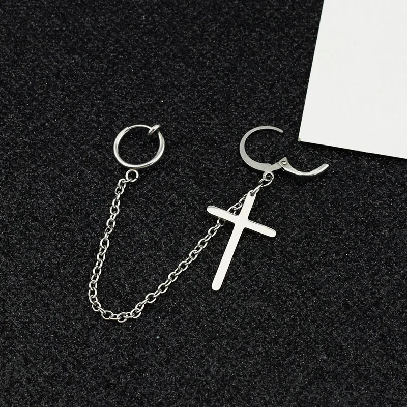 

2019 KPOP cross Earring Bangtan Boys Album Double Pierced ears Steam Punk Stud Earrings Korean Jewelry Accessories For Men Women
