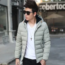 Повседневное корейский стиль мужские зимние куртки и пальто для будущих мам HoodieZipper короткое пальто стеганая куртка карманы одноцветн