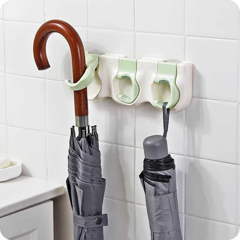 متعددة الوظائف ممسحة شماعات المضادة للانزلاق ABS لوازم الحمام ممسحة مظلة التخزين 2/3 السنانير متعددة الصفوف تخزين أدوات تنظيف- 66778