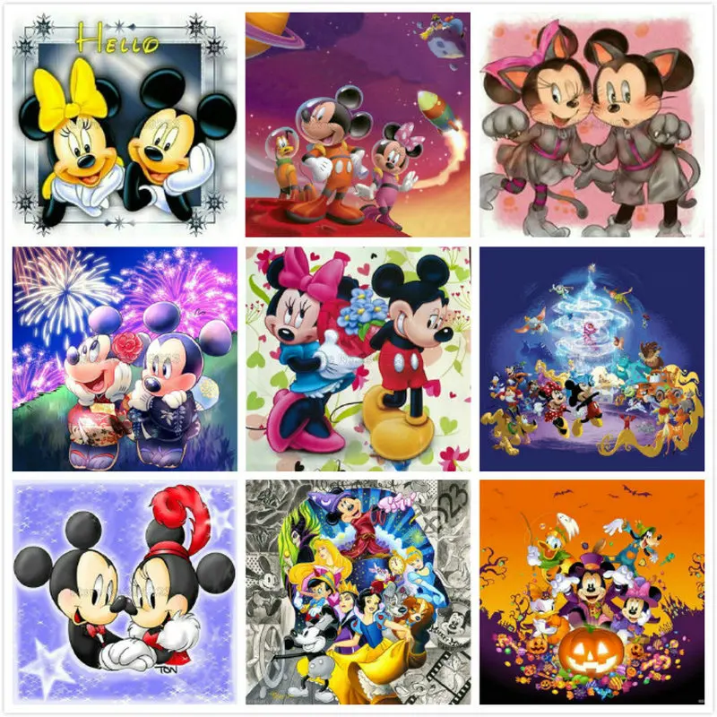 

DIY 5D Full Diamonds Embroidery square Diamond Painting Stitch Kits Diamond Minnie Mosaic icon Mickey Home Decoration