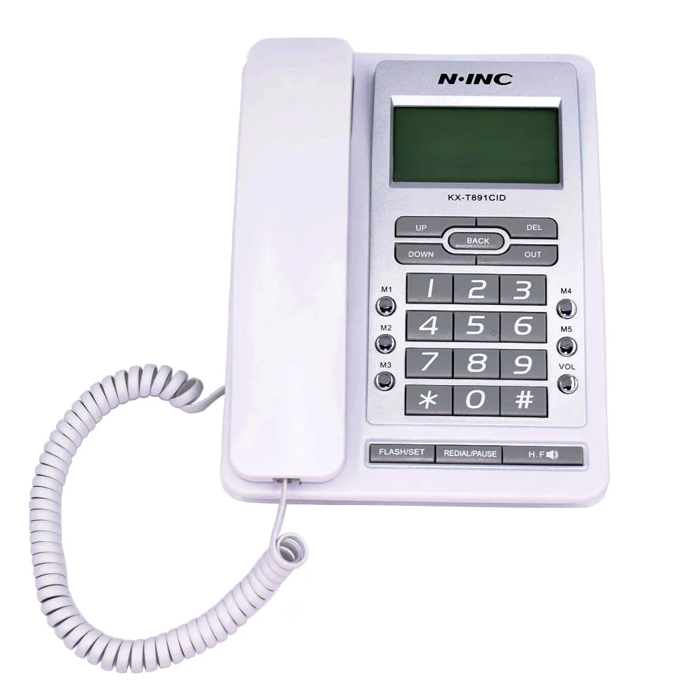 DTMF/FSK зеленый экран стационарный телефон без батареи двойной интерфейс стационарный телефон Вызов ID громкой связи для Дома Офиса отеля - Цвет: White