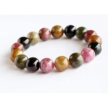 Скидка,, натуральный микс Турмалин стрейч браслет с круглыми бусинами 12 мм подходят ювелирные изделия
