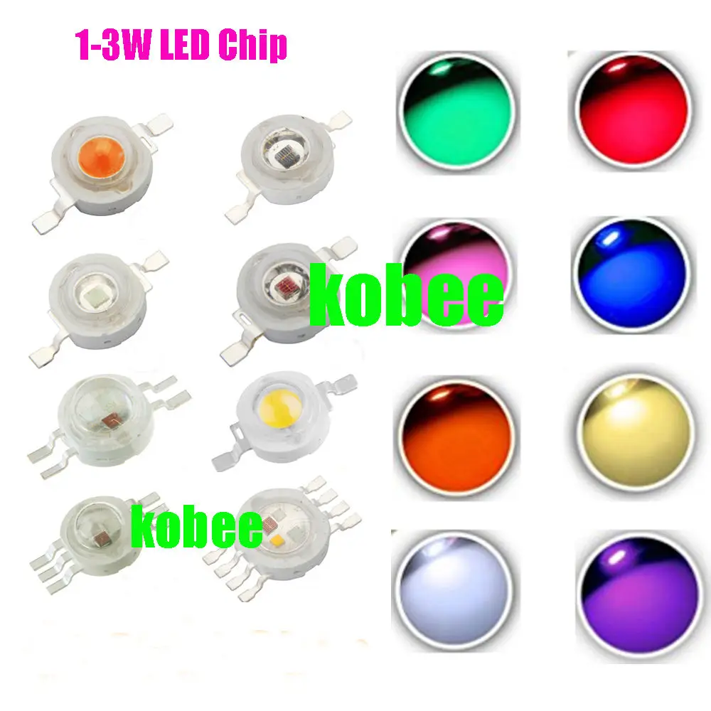 

10pcs High Power 3W LED Chip 3 W Natural Cool Warm White Red Blue Green Yellow Light 3 watt SMD Intergrated for Spotlight