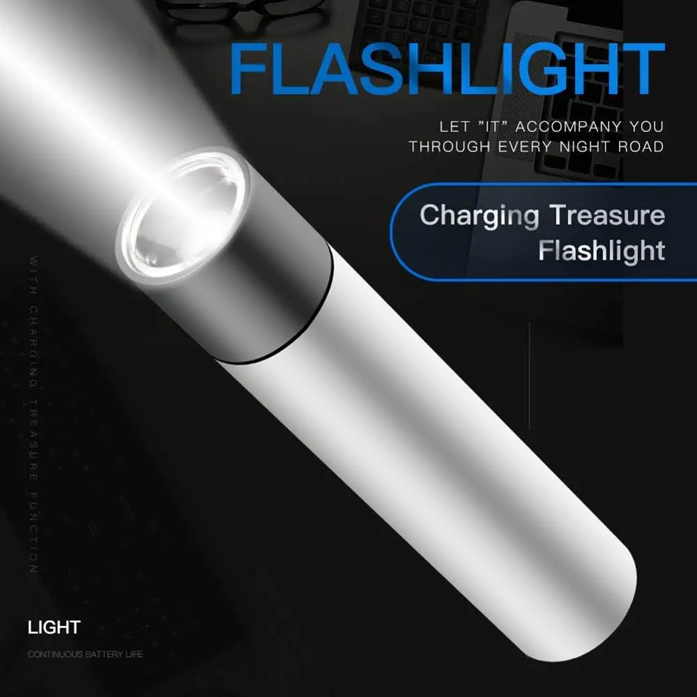 

LED Mini Flashlight USB Charging Built-in Battery Waterproof Torch Light 4 Lighting Mode Bright Zoom Handle Lamp For Outdoor