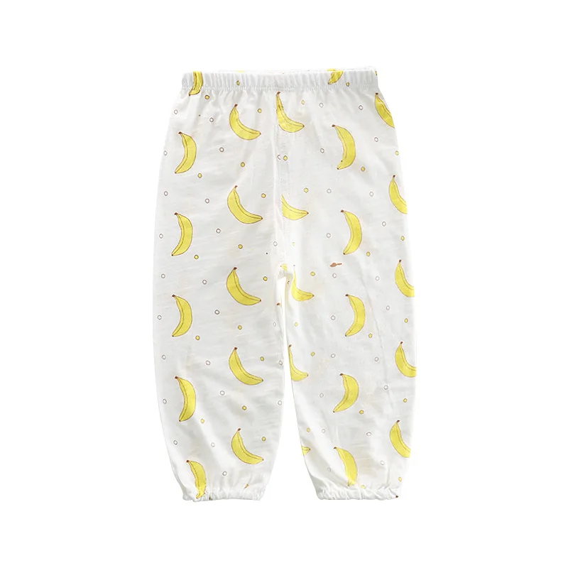 Модные летние детские леггинсы для мальчиков и девочек, тонкие противомоскитные штаны, штаны с фламинго, звездами, бананом, цветущими, брюки, детская пижама