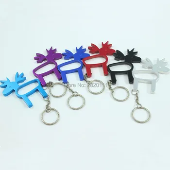 

Wholesale 240Pcs Aluminum Alloy Syndyoceras Deer Metal Bottle Opener with Key chain Promotional Gift- DHL Free shipping