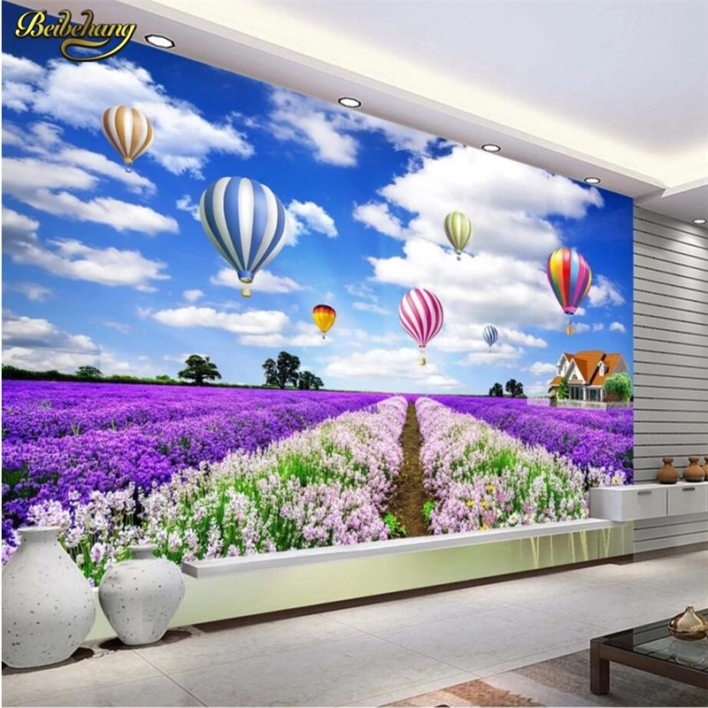 beibehang Purple Lavender flowers pastoral Custom Bedroom TV Background Wall Paper Home Decor Living Room photo Mural Wallpaper