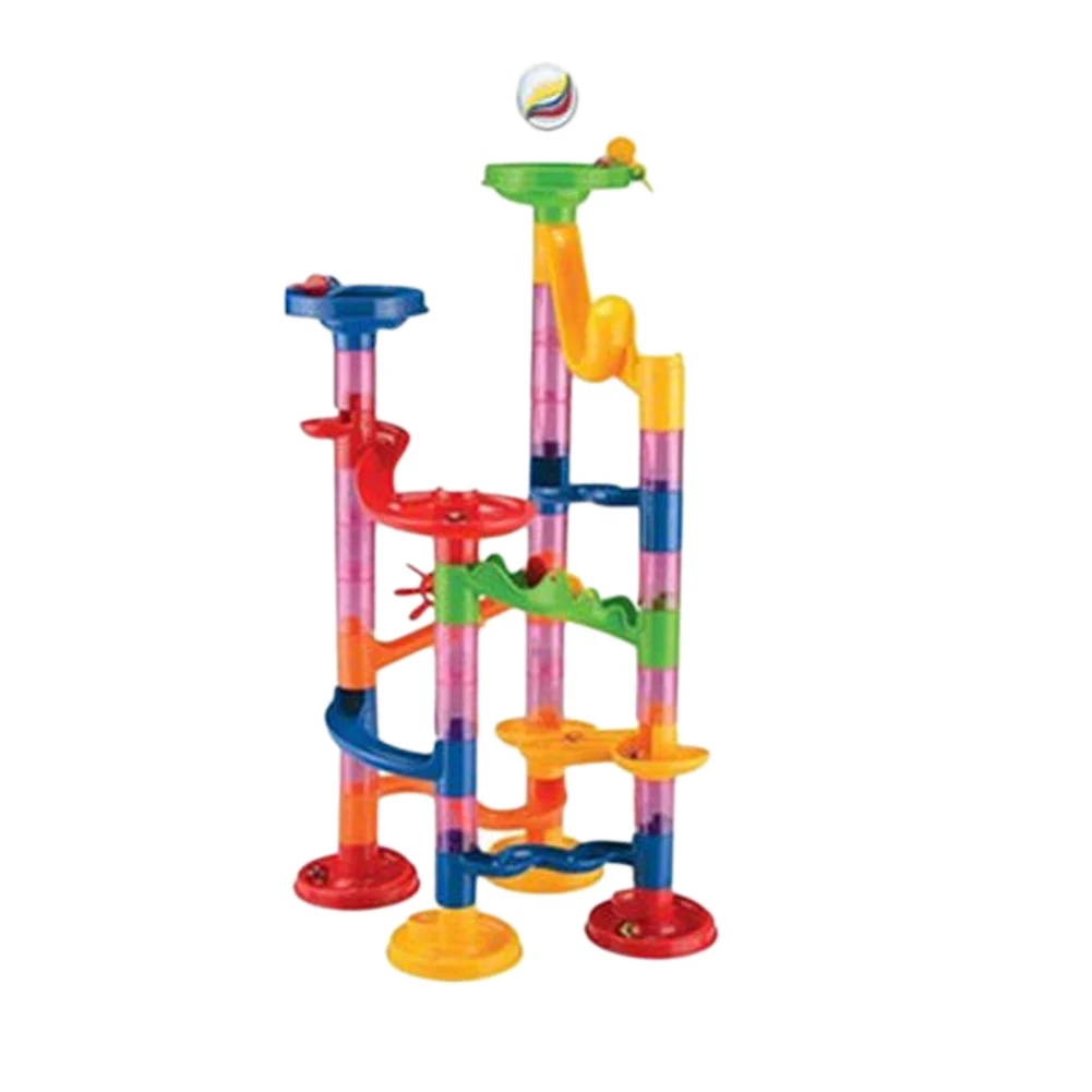 DIY Construction Marble Race Run Maze Balls Track plastic house