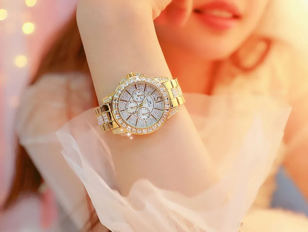 Водонепроницаемый золотые часы Для женщин кварцевые часы лучший бренд роскошных Нержавеющая сталь браслет платье Женский Часы montre femme 2018