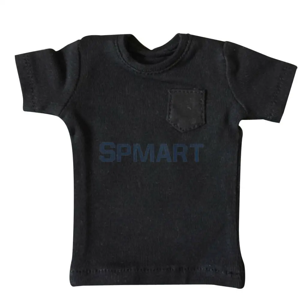 

1/6 Scale Mens Black T-shirt Short Sleeved Top Clothes for 12'' Male Action Figure Accessories