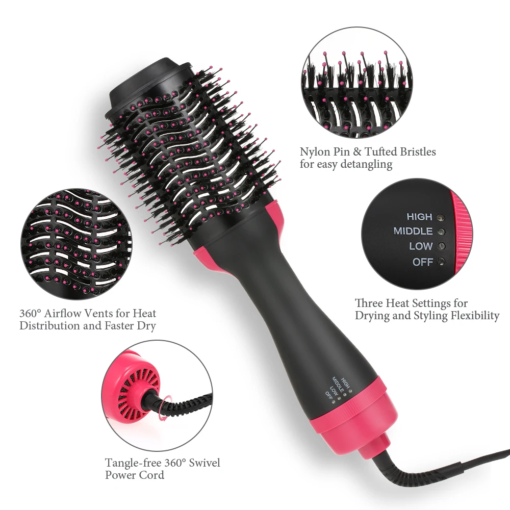 3 in 1 Negative Ions Hair Dryer Curler Straightener Hot Air Hair Brush Roller Comb Hair Curling Iron hair curlers hairbrush