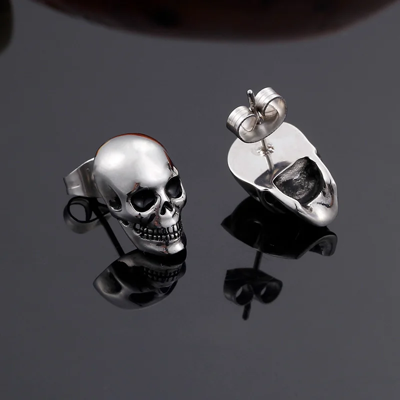 TrustyLan Punk Rock Skull Mens Earrings For Women Stainless Steel Small Stud Earings Fashion Jewelry Dropshipping Gift New