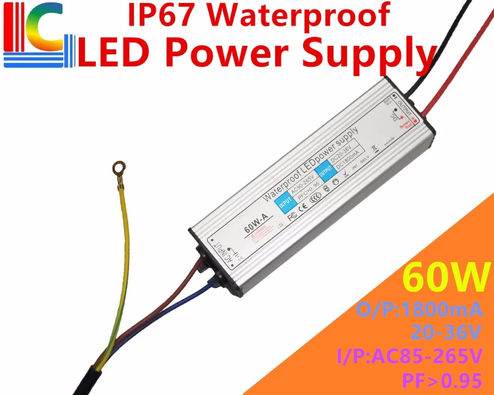 IP67 водонепроницаемый блок питания 20 Вт 30 40 50 60 70 80 90 100 120 150 200 светодиодный в 36