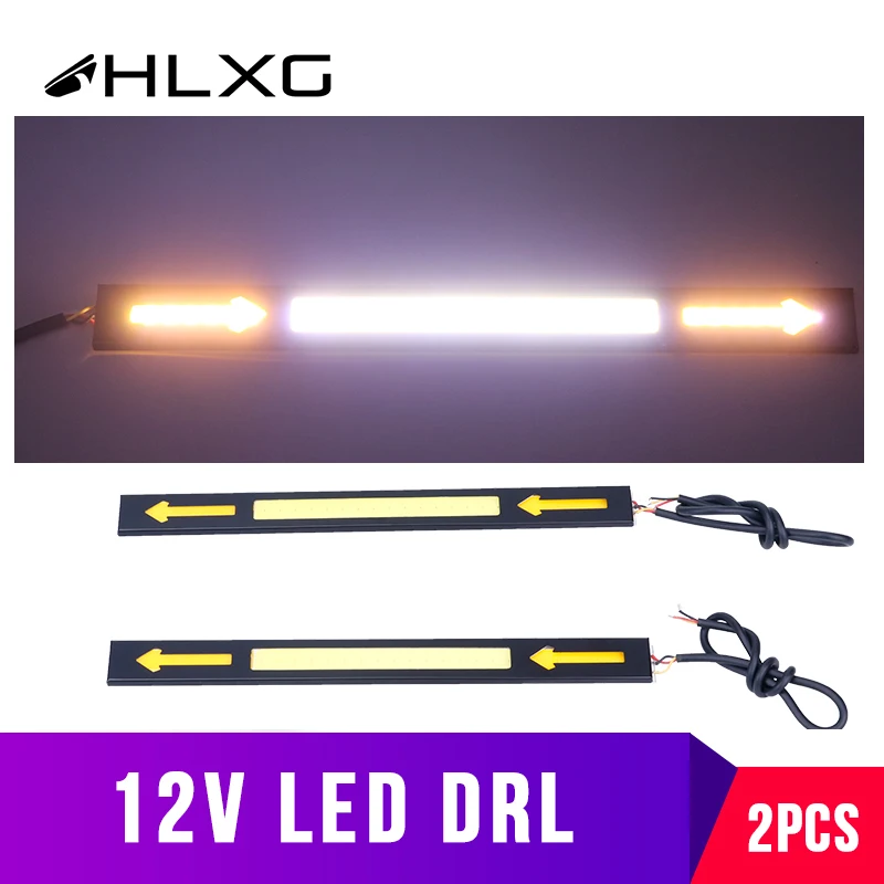 

COB LED Arrow Daytime Running Light DRL Car Fog Driving Stop Turn Signal Lamp Amber room lighting neblineros led para auto 2PCS