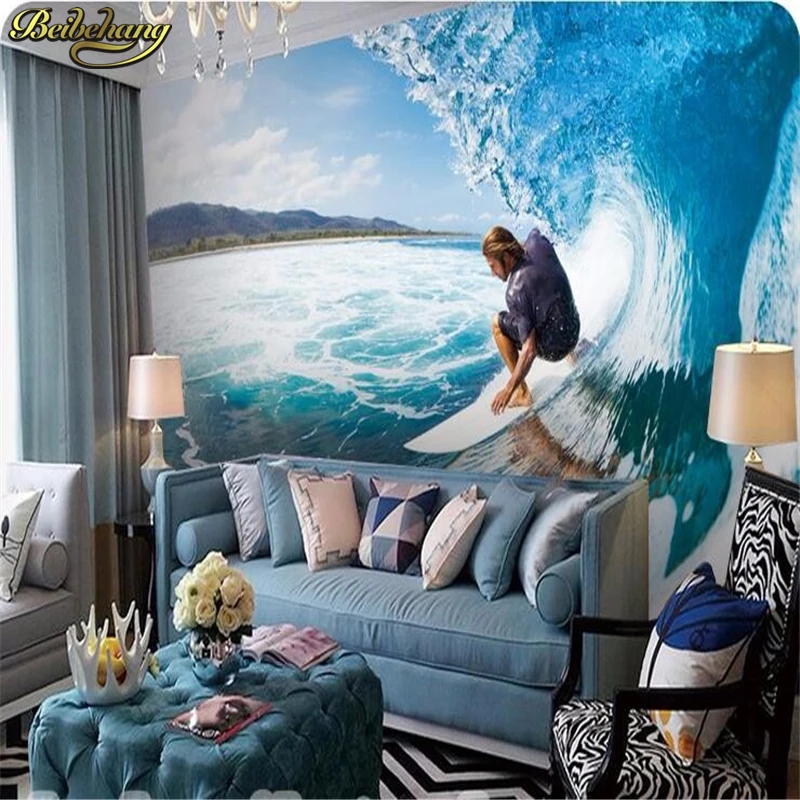 

3D обои beibehang для серфинга, морской экстремальный спорт, фитинг, украшение, персонализированные инструменты, 3D обои, фон для столовой