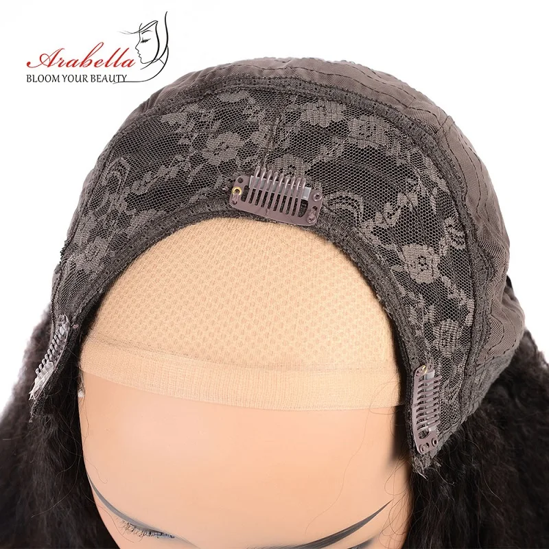 Goede U Deel Pruik Braziliaanse Kinky Steil Haar Natuurlijke Kleur 100% Remy Menselijk Haar Pruiken Arabella Italiaanse Yaki Haar Menselijk Haar pruiken