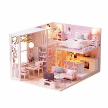DIY casa de muñecas miniatura muñecas con muebles de casa de madera de Miniaturas juguetes para los niños Nuevo L022 DIY casa de muñecas miniatura muñecas con muebles de casa de madera de Miniaturas juguetes para los niños Nuevo L022