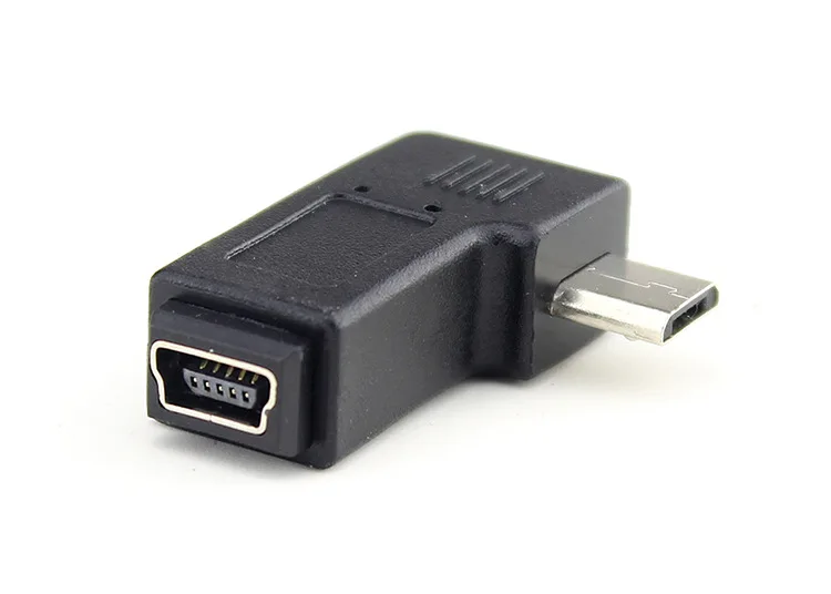 90 градусов левый угол micro USB B штекер к mini usb гнездовой разъем Адаптеры Бесплатная