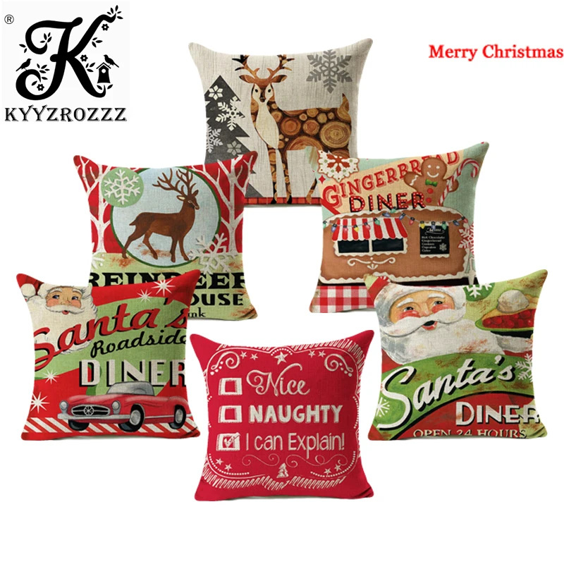 

Classical Xmas Cushion Cover Merry Christmas Santa Claus Home Decorative Pillows Cover for Sofa Christmas Gift Xm Greetings