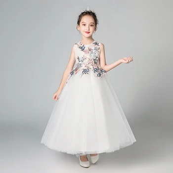 

2018 children princess dress for party baby girl clothes 3 years white blaa gown floral 12 years old