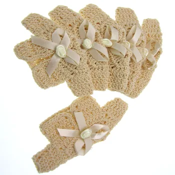 

12Pcs Handmade miniature crochet sweater flower ribbon baby shower baptism christening party Decor 4.8 x 9.6cm