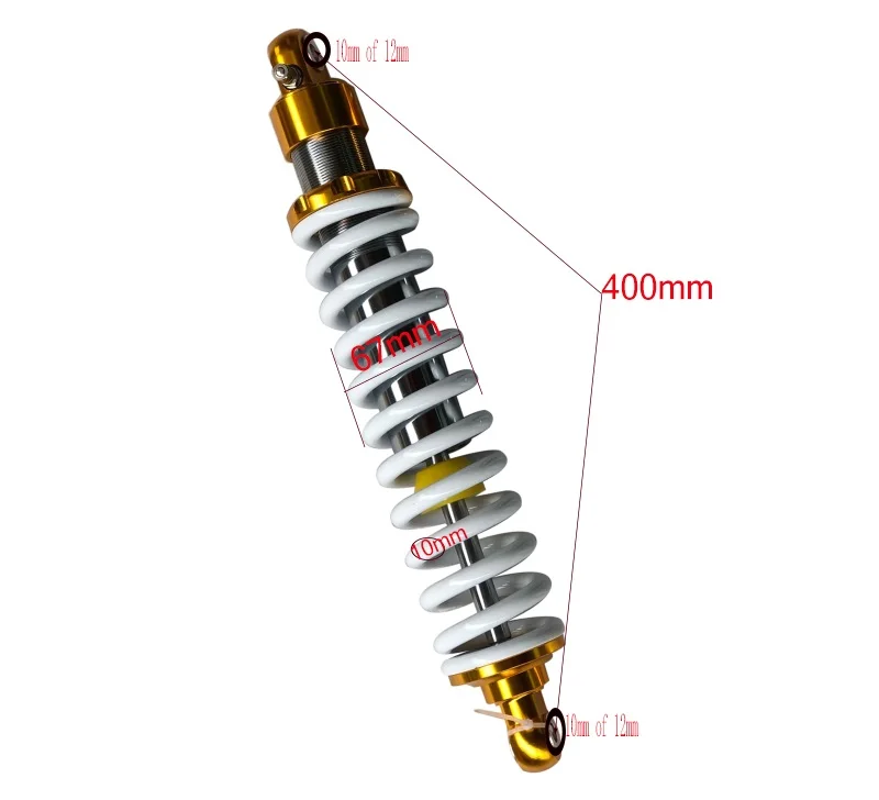 10 мм весна 400 мм 15,7 дюймов Задняя подвеска Амортизатор для atv quad gokat Замена мотоцикла белый+ золотой