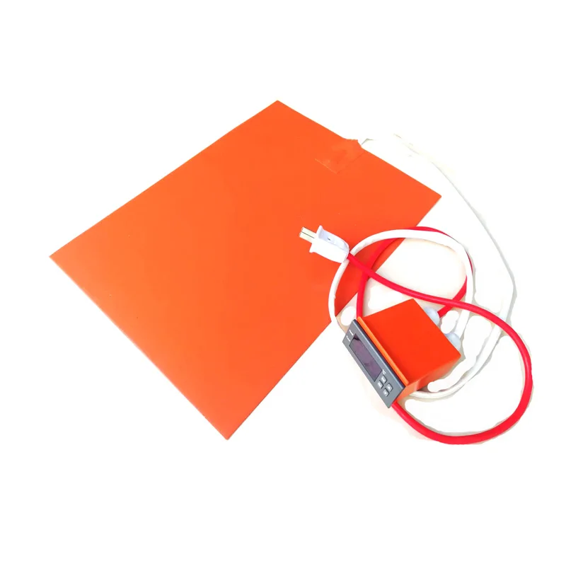 

220v 400w 300*400*1.5mm Silicone Rubber 3d Printer Heat Bed adhesive digital thermostat on wire 1000mm lead out from short