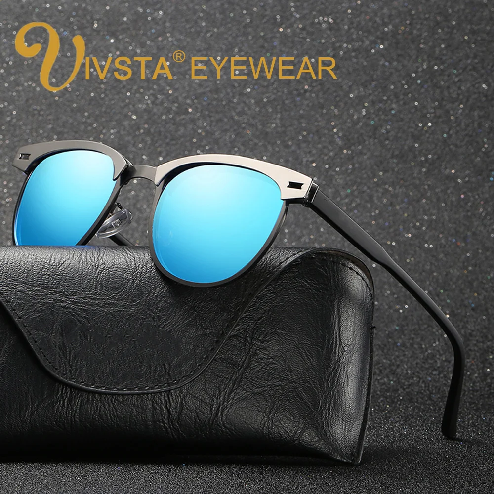 

IVSTA Half Rim Mens Sunglasses Polarized 2017 Man Sun Glasses Semi-Rimless Silicone Nose Pads Vintage Retro High Quality PZ911