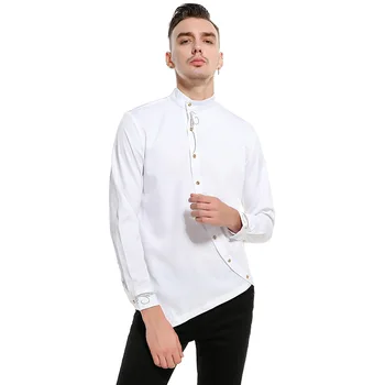 

Men's Explosion Long Sleeve Shirt Men's Europe and America Solid Color Jacquard Diagonal Buttons Men's Slim Shirt Multicolor